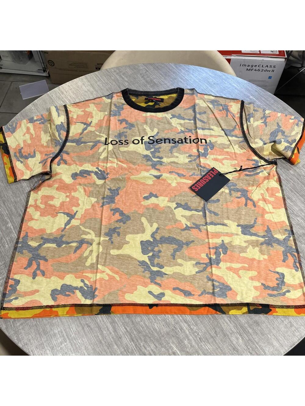 Pleasures Sensation Camo Shirt Orange Reversible T-Shirt Brand New Withtags
